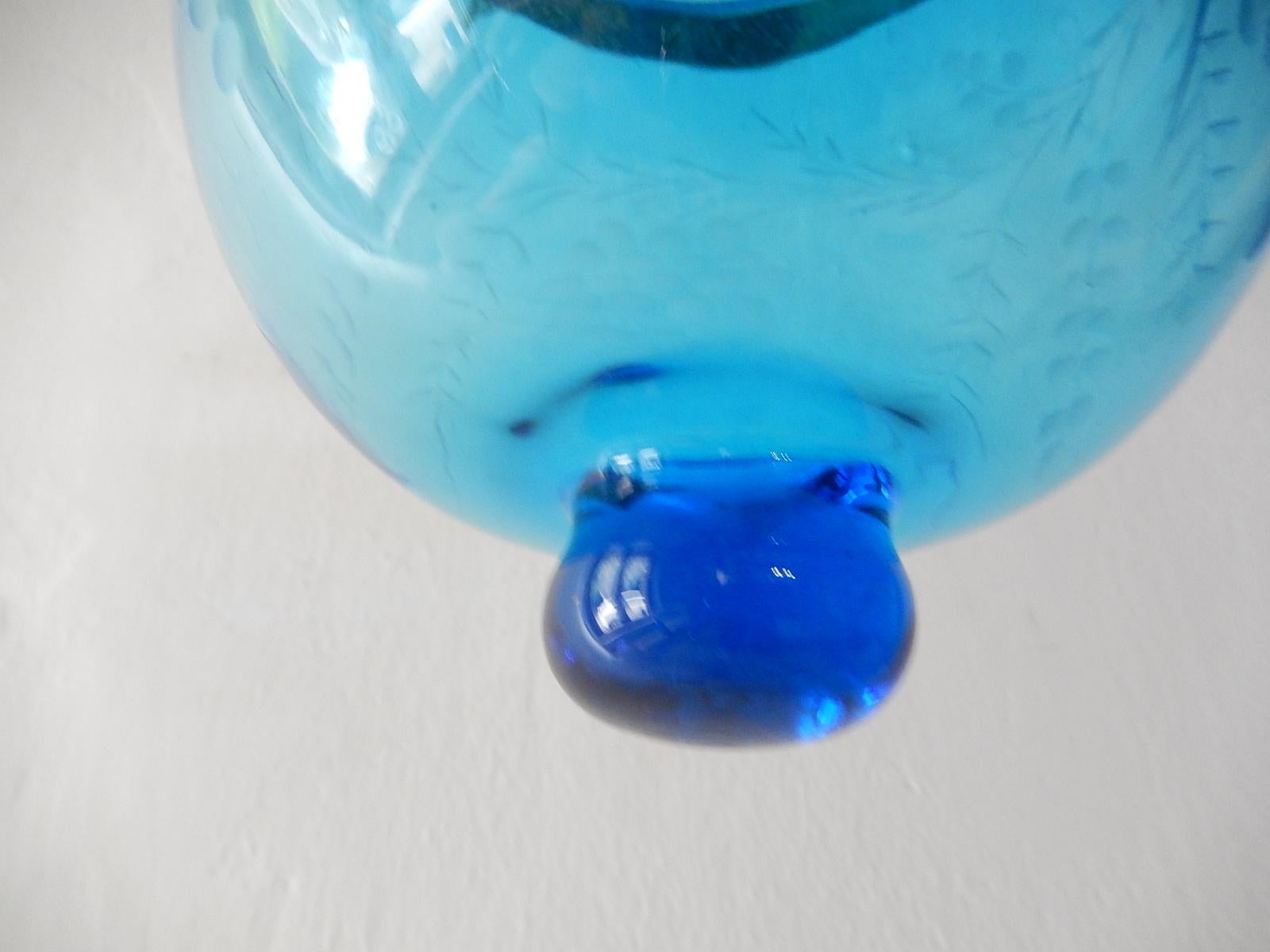 19th Century Cobalt Blue English Bell Jar Lantern Chandelier 7