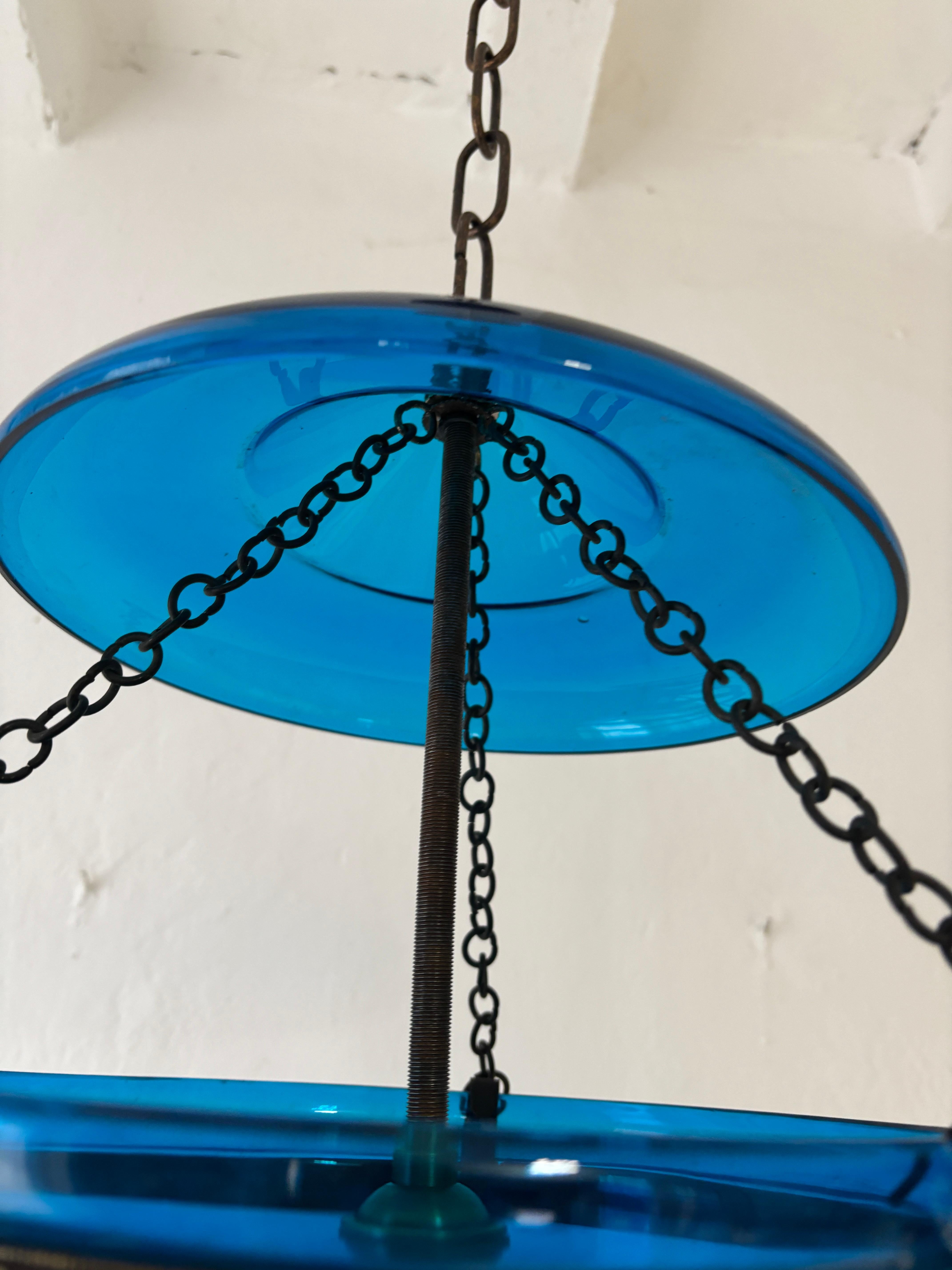 XIXe siècle Lanterne à clochettes anglaise du 19e siècle bleu cobalt en vente