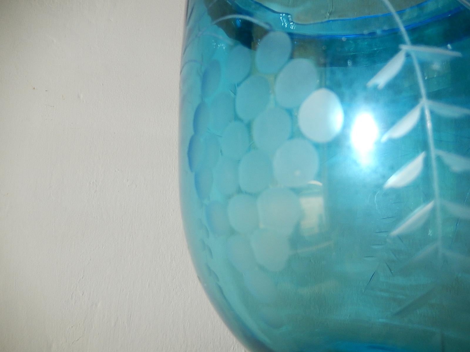19th Century Cobalt Blue English Bell Jar Lantern Chandelier 3
