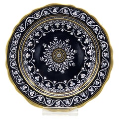 Assiette Praline de Meissen bleu cobalt du 19ème siècle avec peinture de Limoges