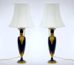 19th Century Cobalt Blue Sèvres Style Porcelain / Ormolu Lamps