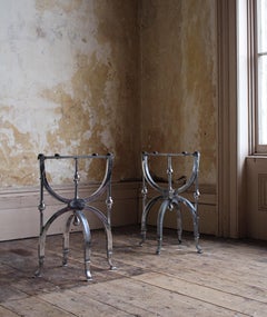 19th Century Coffin Stands Side Coffee Console Table Nickel Brass