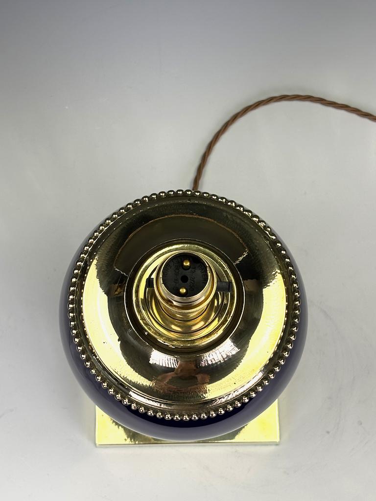Colbot Keramiklampe aus dem 19. Jahrhundert (umgewandelt von einer Öllampe) - kobaltblau und vergoldet im Angebot 6
