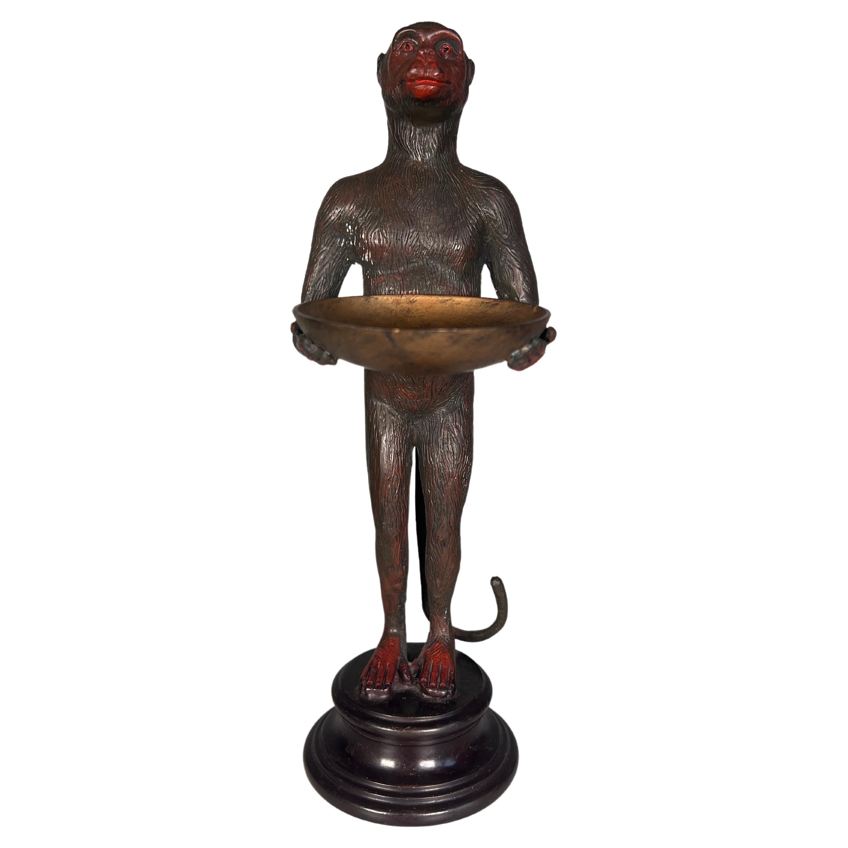 19th Century Cold Painted Bronze Monkey Servant For Sale