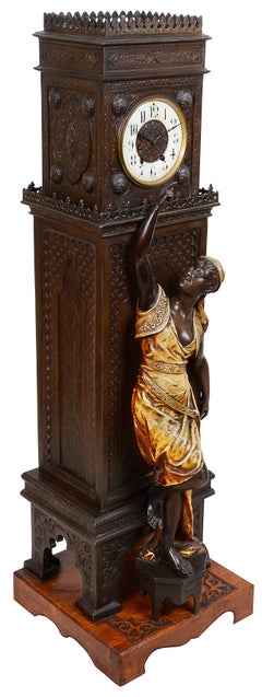 19th Century Cold Painted Bronzed Arab Statue and Clock, After; Louis Hottoot