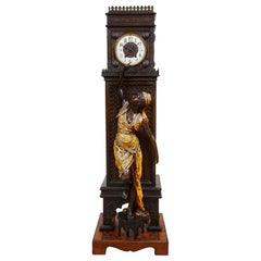 Antique 19th Century Cold Painted Bronzed Arab Statue and Clock, After; Louis Hottoot