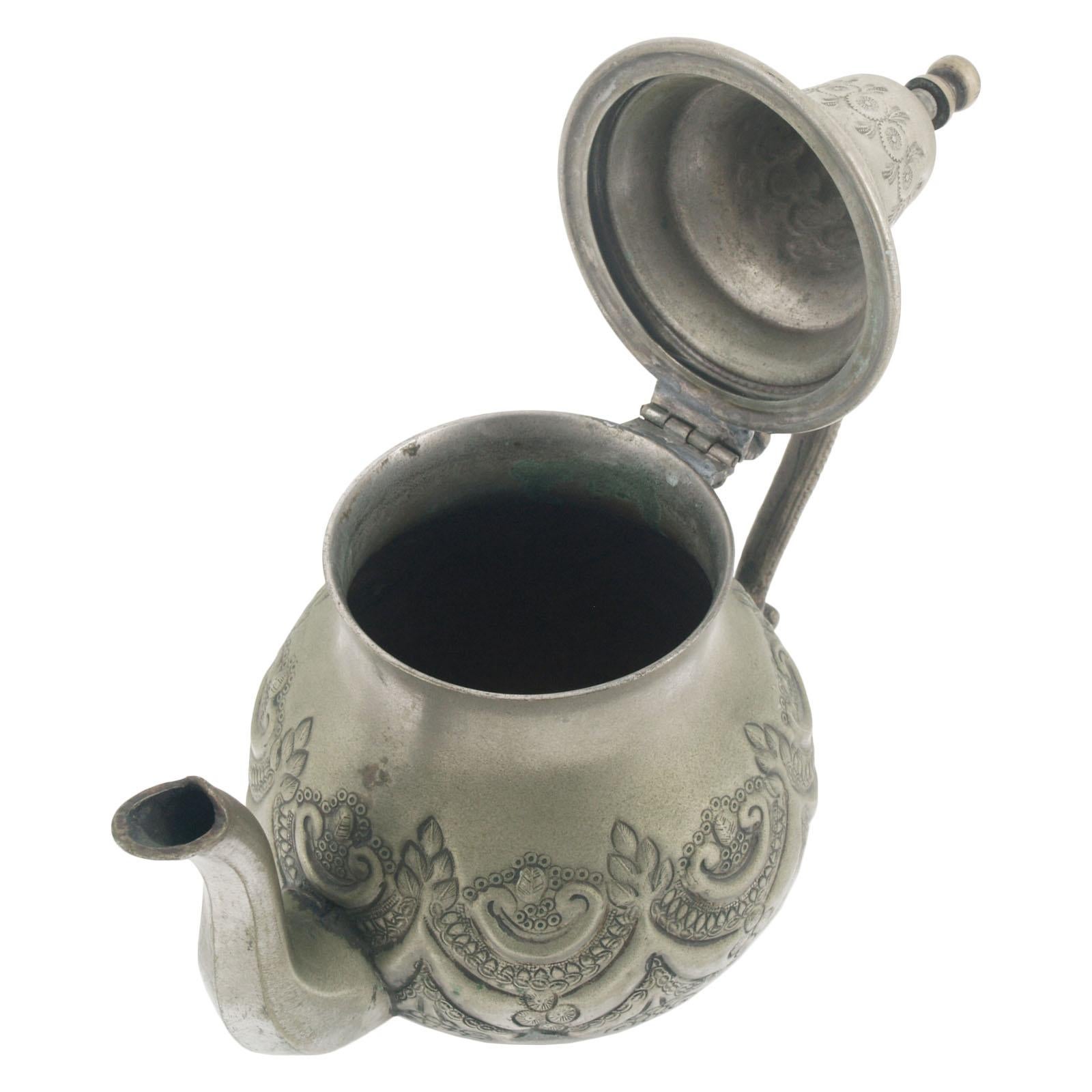 Embossed 19th Century Collection Antique Arabian Tea Pots Market 