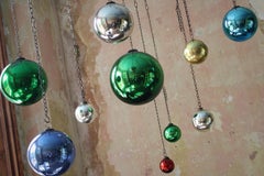 19th Century Collection of 10 Mercury Hand Blown Glass Foxed Witches Balls