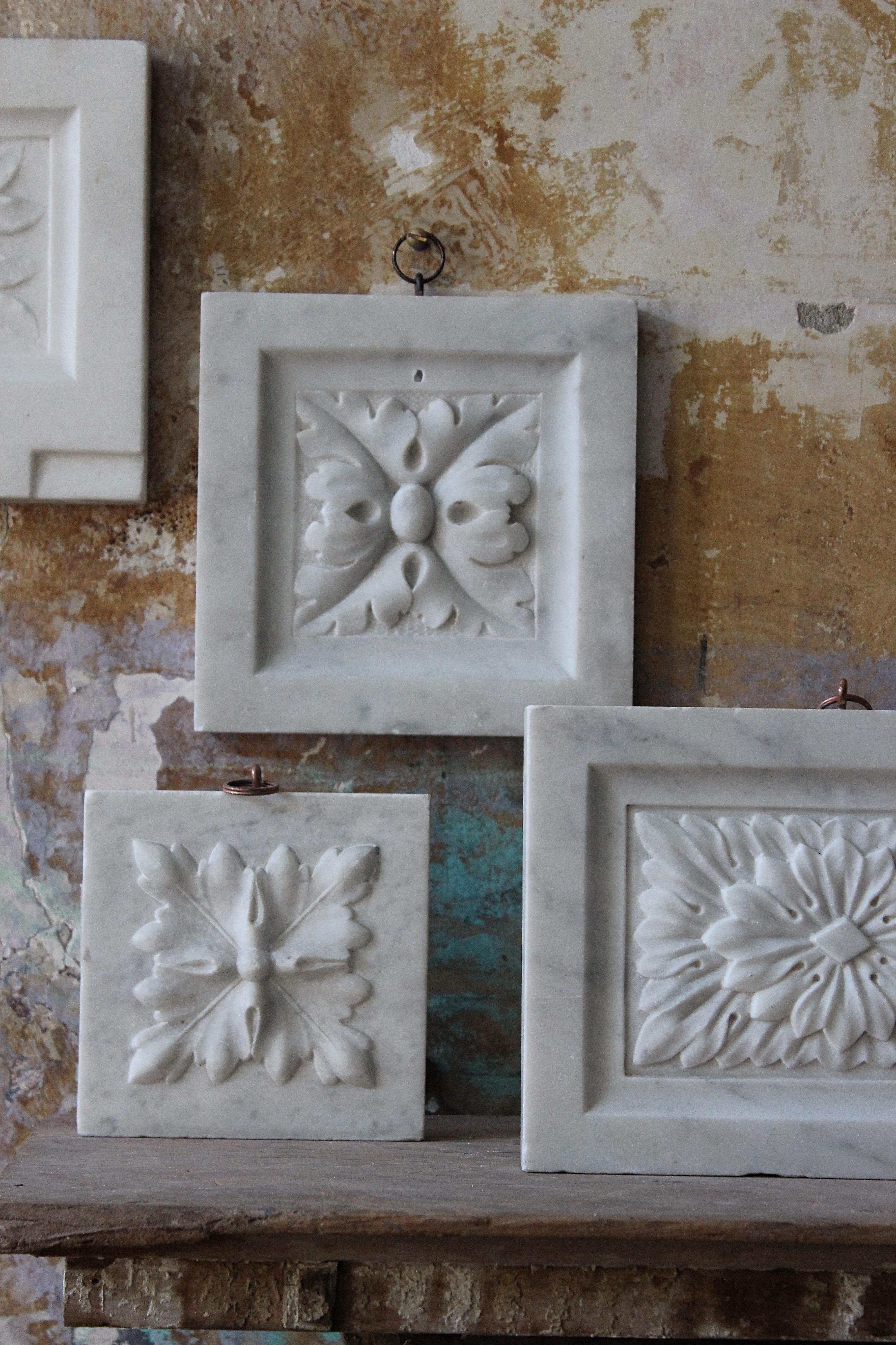 English 19th Century Collection of Carved Marble Architectural Elements Tablets  For Sale