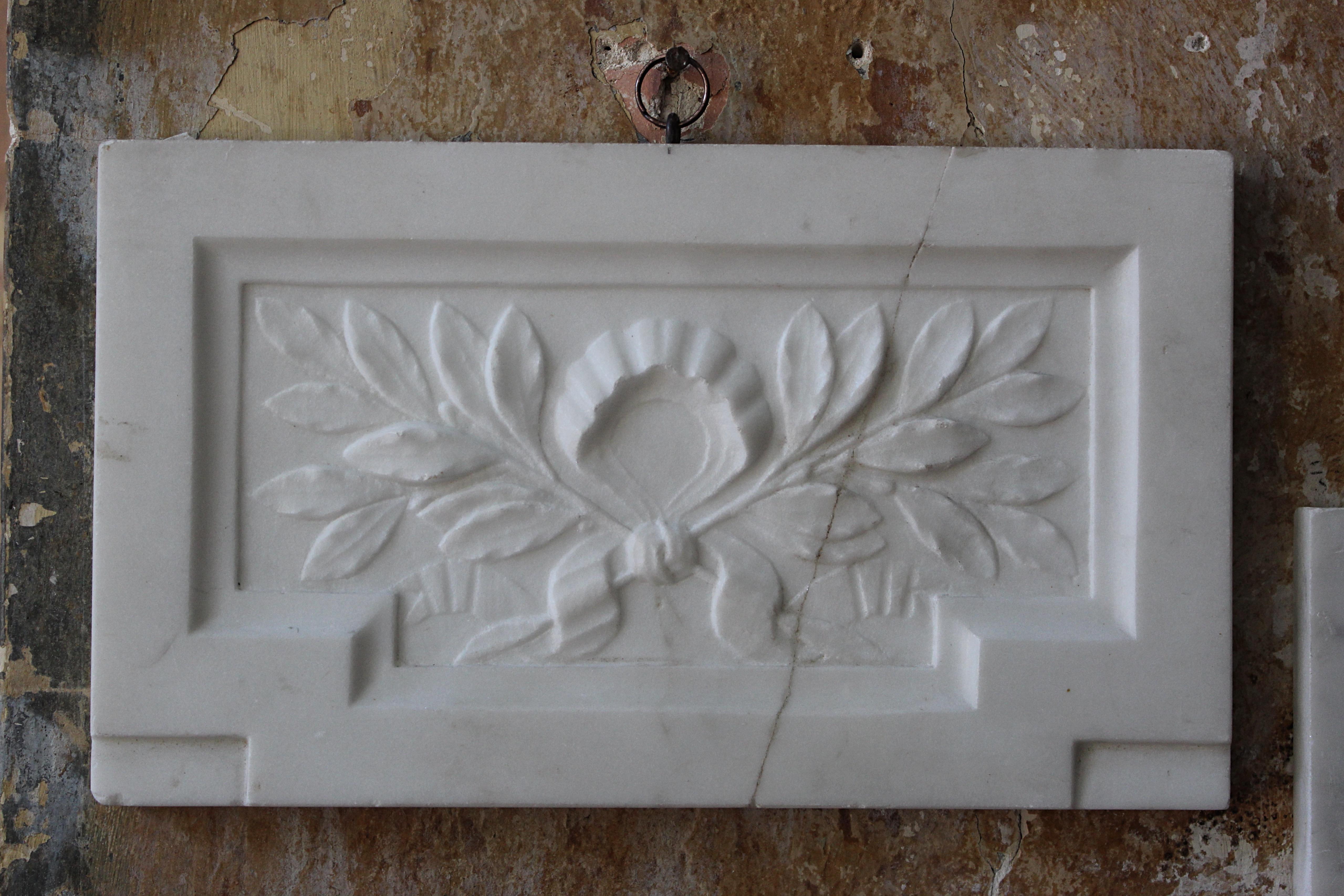Hand-Carved 19th Century Collection of Carved Marble Architectural Elements Tablets  For Sale