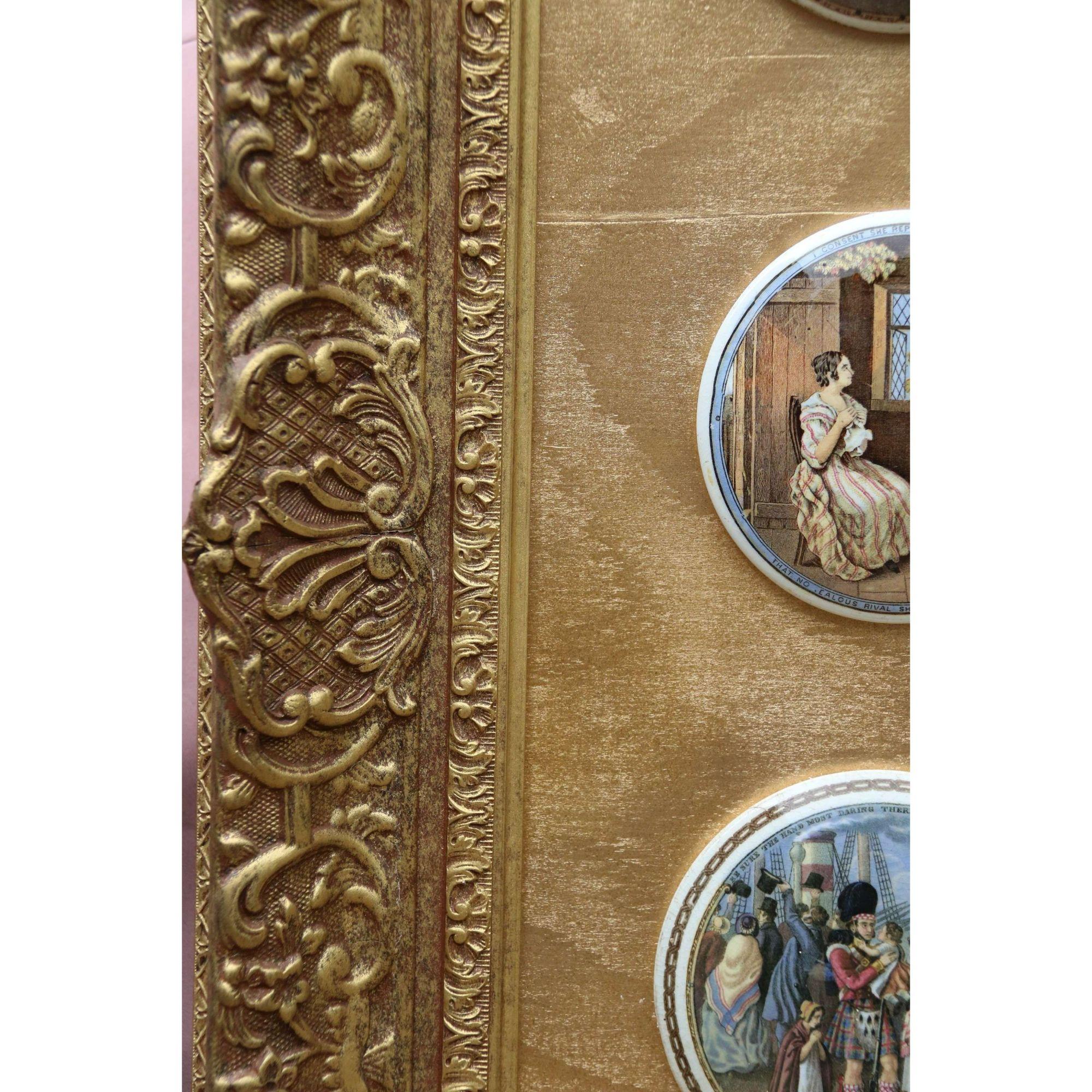 19th Century Collection of Framed Victorian Prattware Pot Lids, circa 1880 For Sale 5