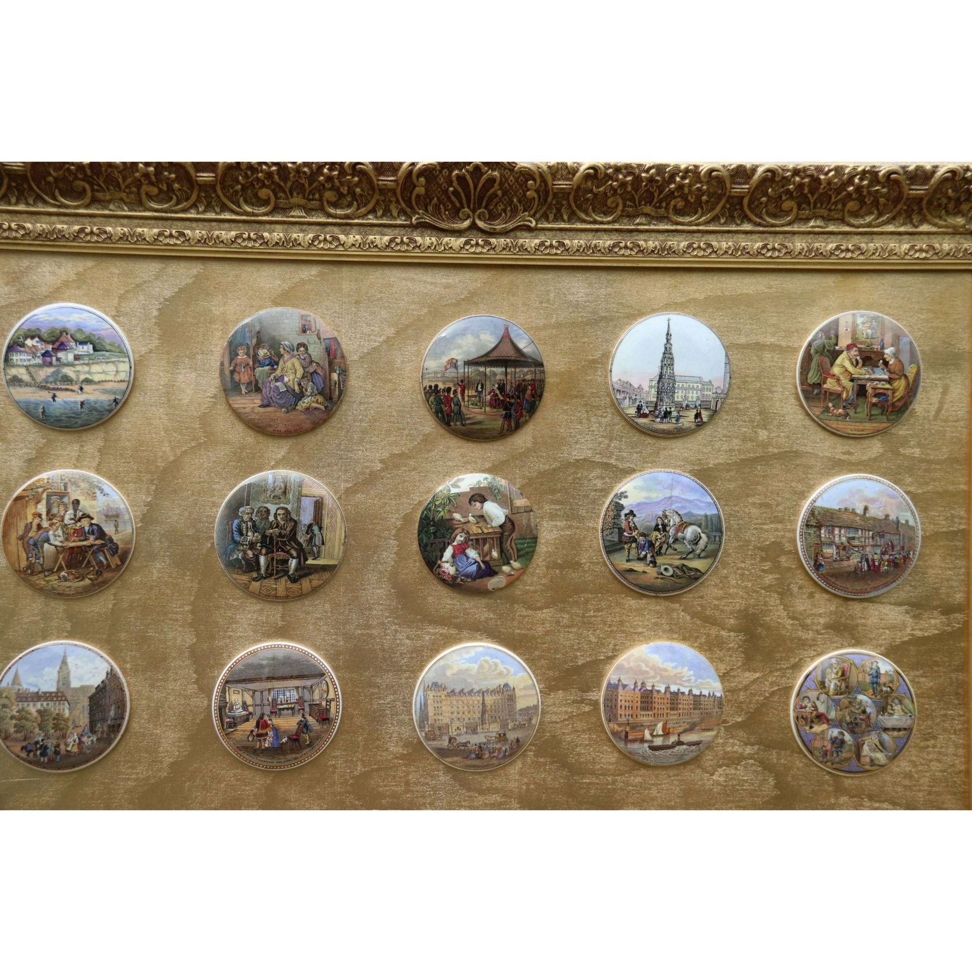 19th Century Collection of Framed Victorian Prattware Pot Lids, circa 1880 For Sale 1