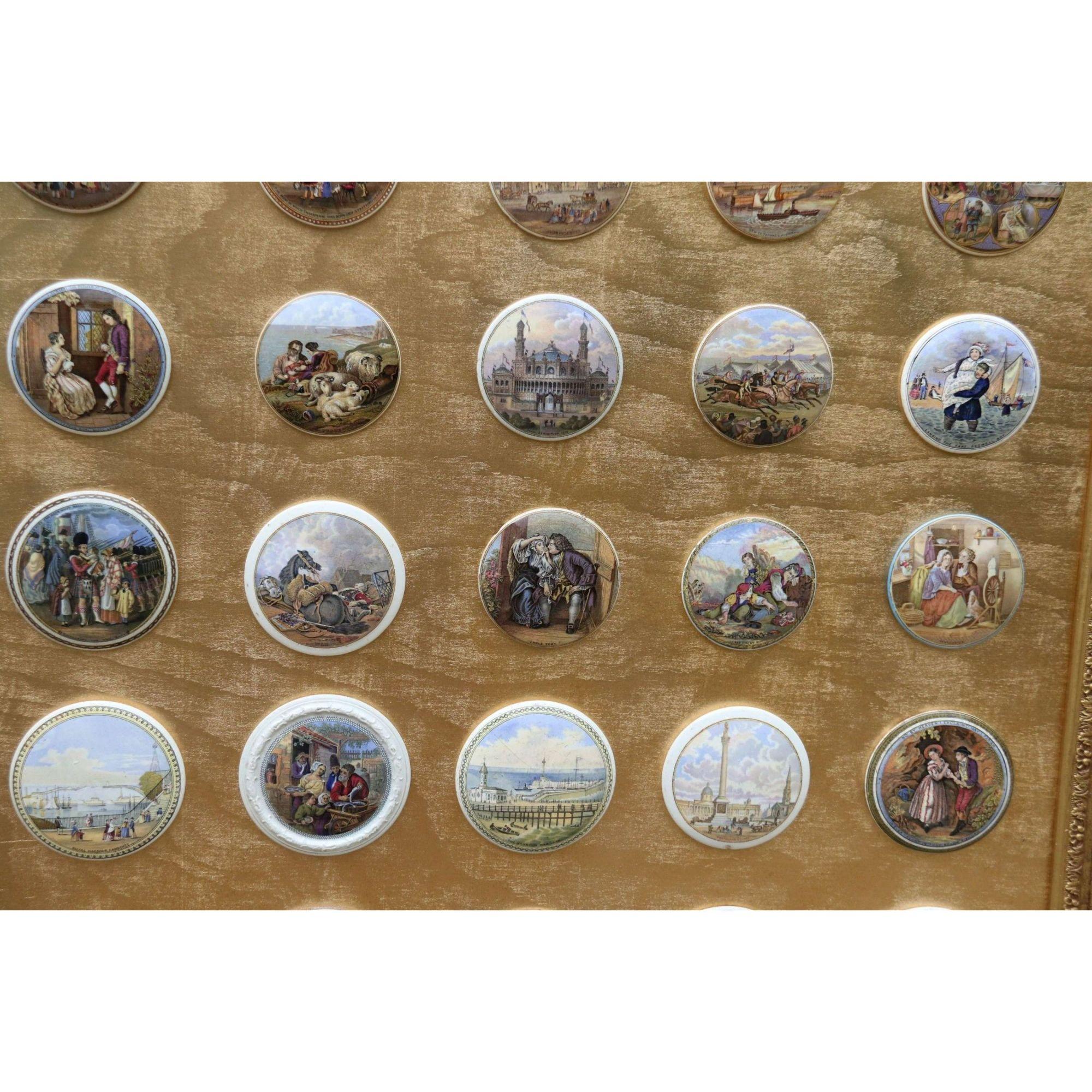 19th Century Collection of Framed Victorian Prattware Pot Lids, circa 1880 For Sale 2