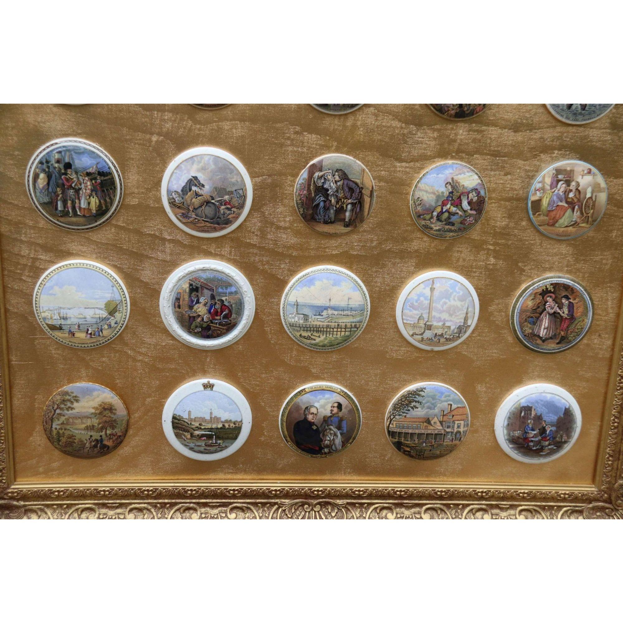 19th Century Collection of Framed Victorian Prattware Pot Lids, circa 1880 For Sale 3