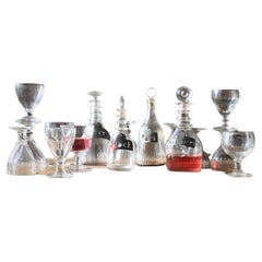 Collection de carafes et de carafes à décanter géorgiennes en verre taillé du XIXe siècle 