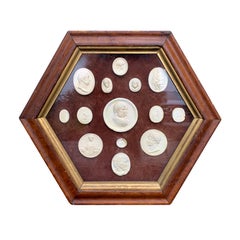 19th Century Collection of Grand Tour Intaglios in Antique Hexagonal Frame