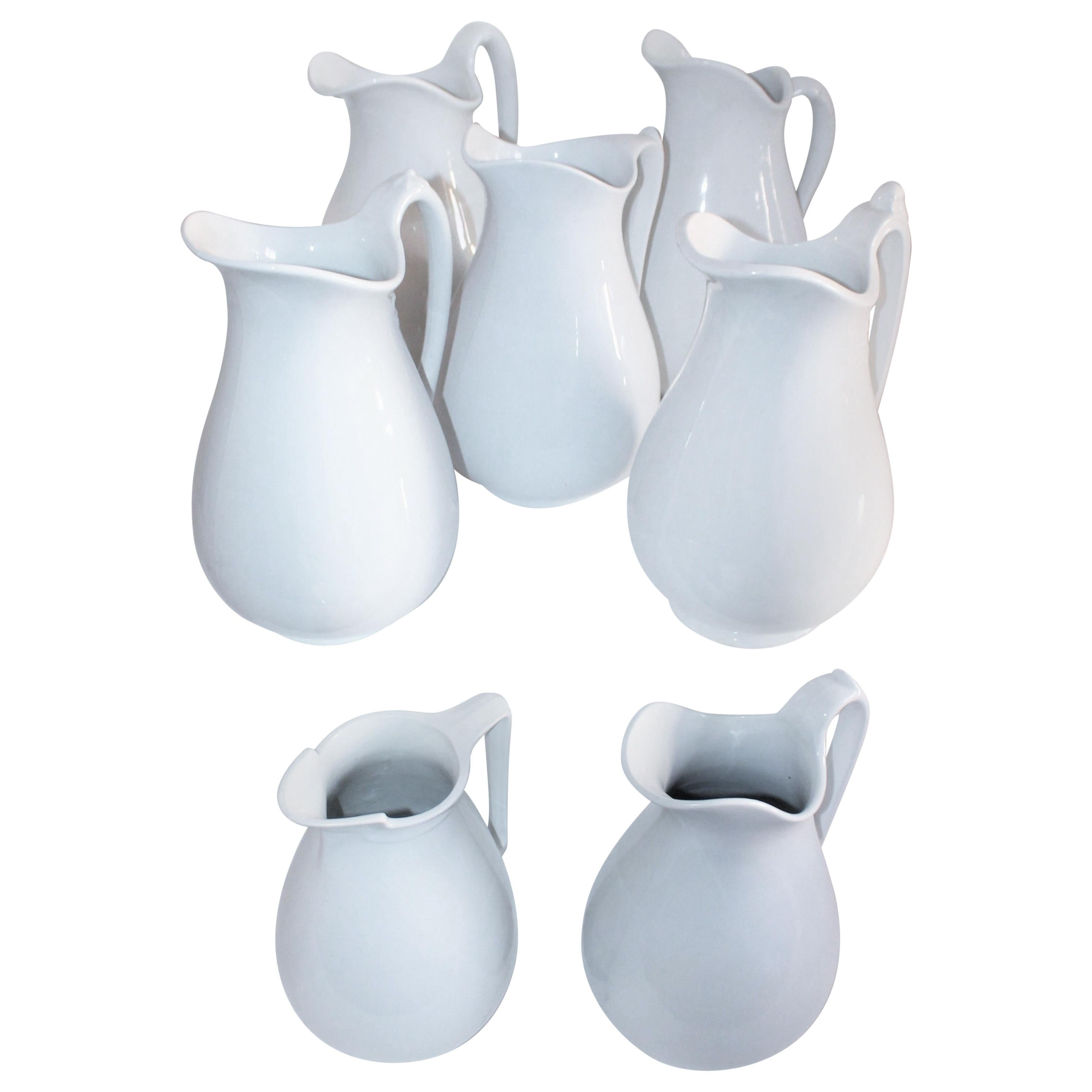 19th Century Collection of Seven Ironstone Pitchers For Sale