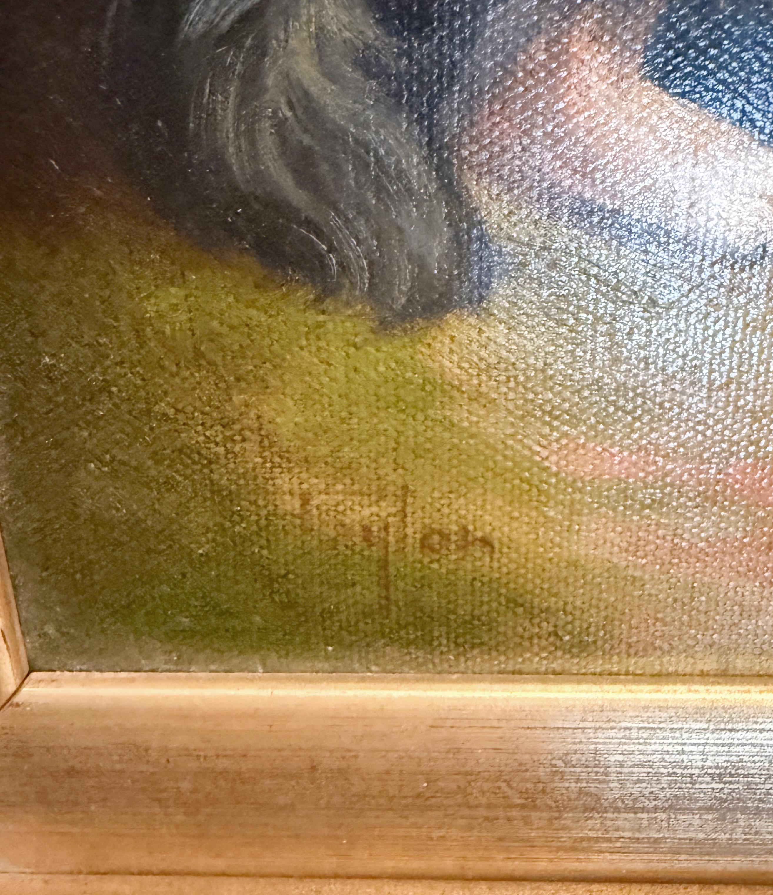 19. Jahrhundert Collie Hund Porträt Öl auf Leinwand Gemälde signiert A. Taylor (Gemalt) im Angebot