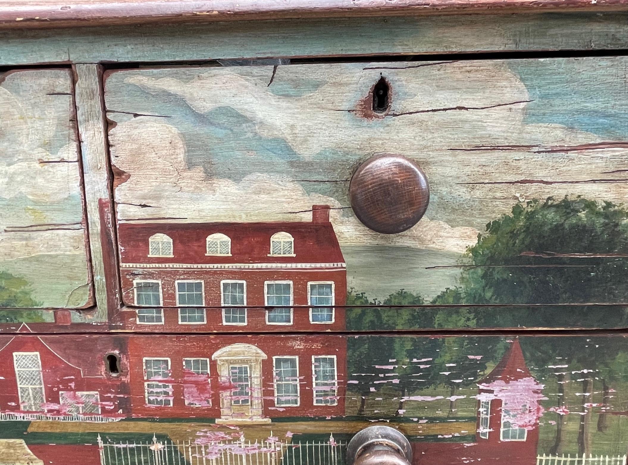 19th Century Colonial American Chest of Drawers, Paint Decorated Americana 8