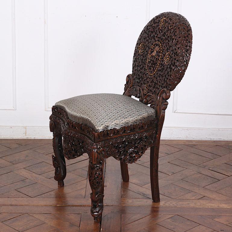19th Century Colonial Anglo Indian Pierce-Carved Side Chairs 1