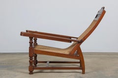 19th Century Colonial Mahogany Plantation Lounge Cane Chair