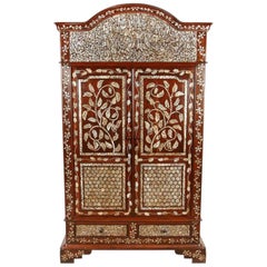 Antique 19th Century Colonial Rosewood Cabinet with Mother of Pearl