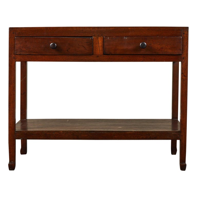 19th Century Colonial Teak Console Table with Drawers For Sale at 1stDibs