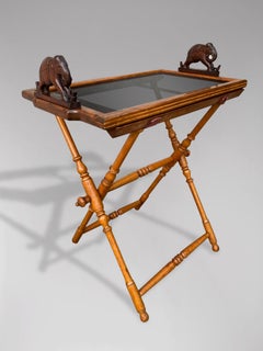 19th Century Colonial Walnut and Inlay Tray on Stand