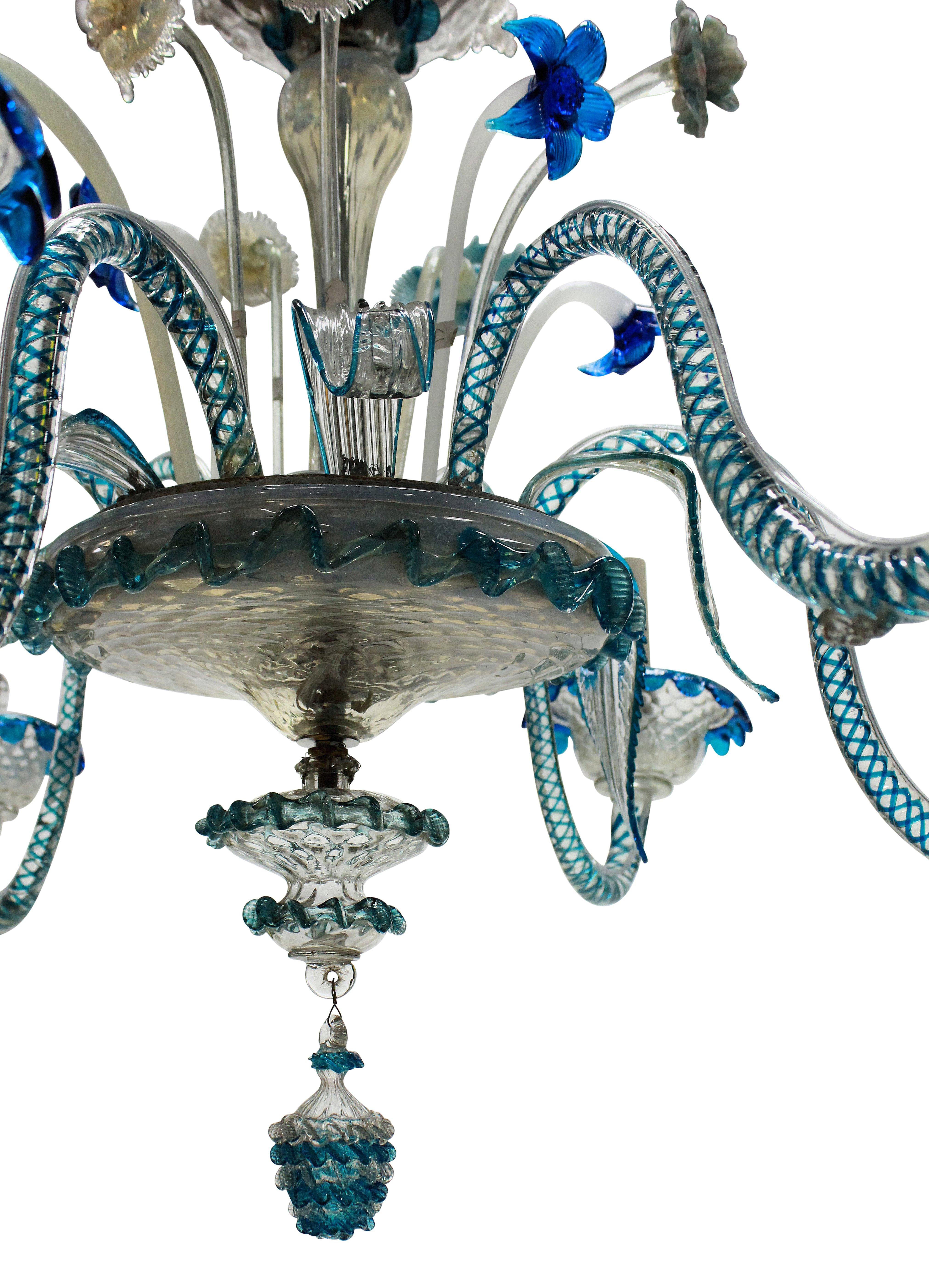 Baroque 19th Century Colored Murano Chandelier