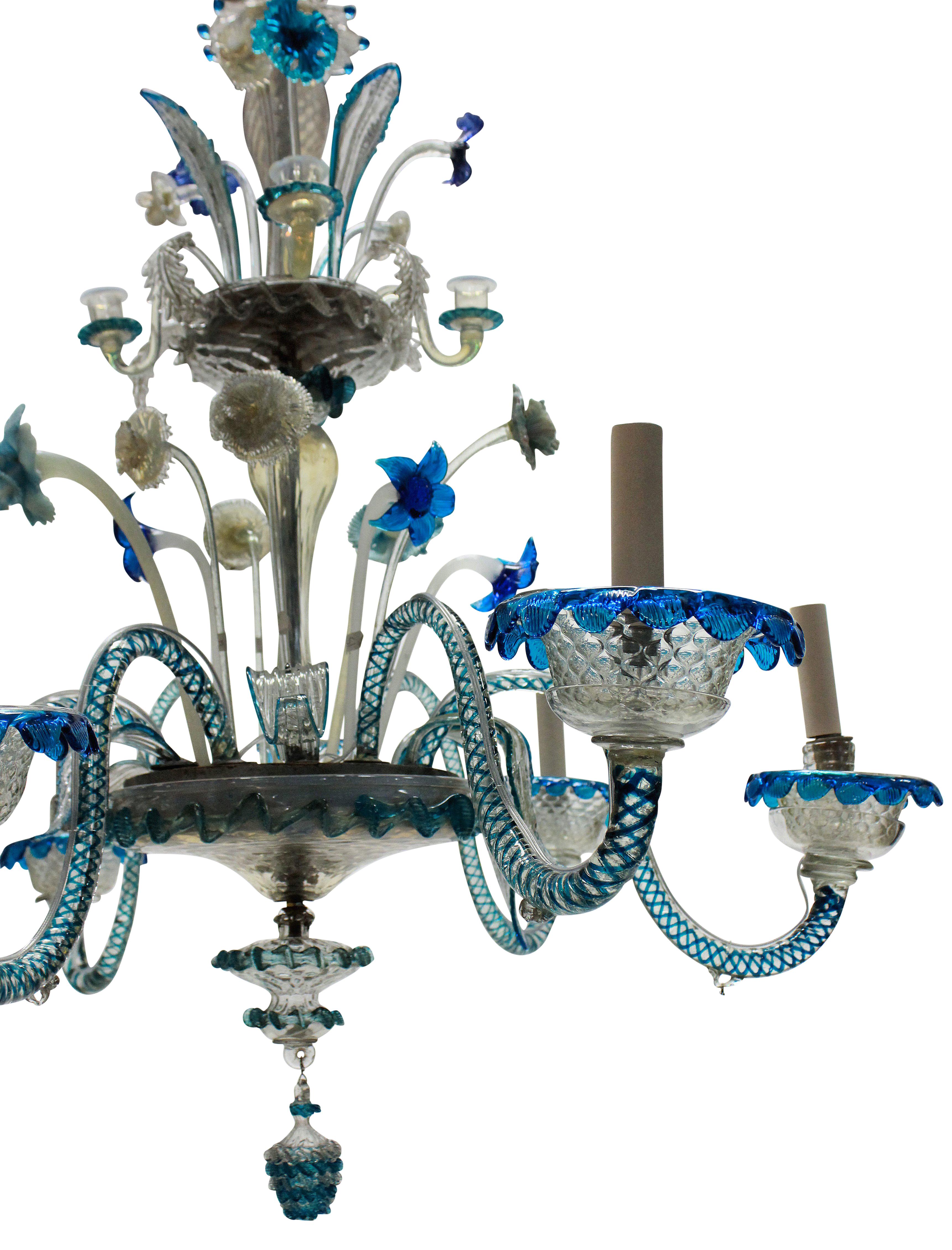 19th Century Colored Murano Chandelier In Good Condition In Kent, Dover