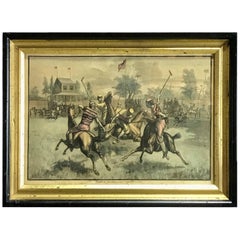 19th Century Colored Print "A Game of Polo"