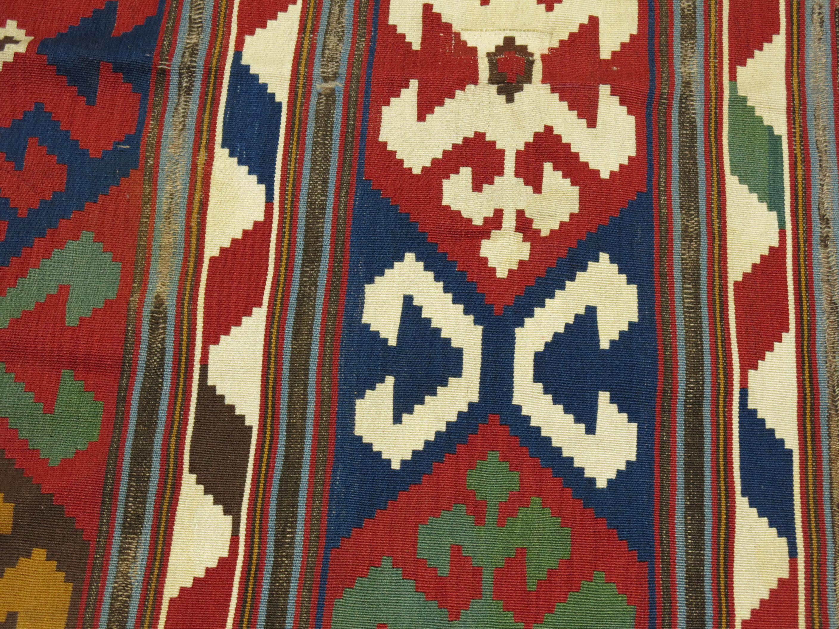 20th Century 19th Century Colorful Antique Caucasian Kilim
