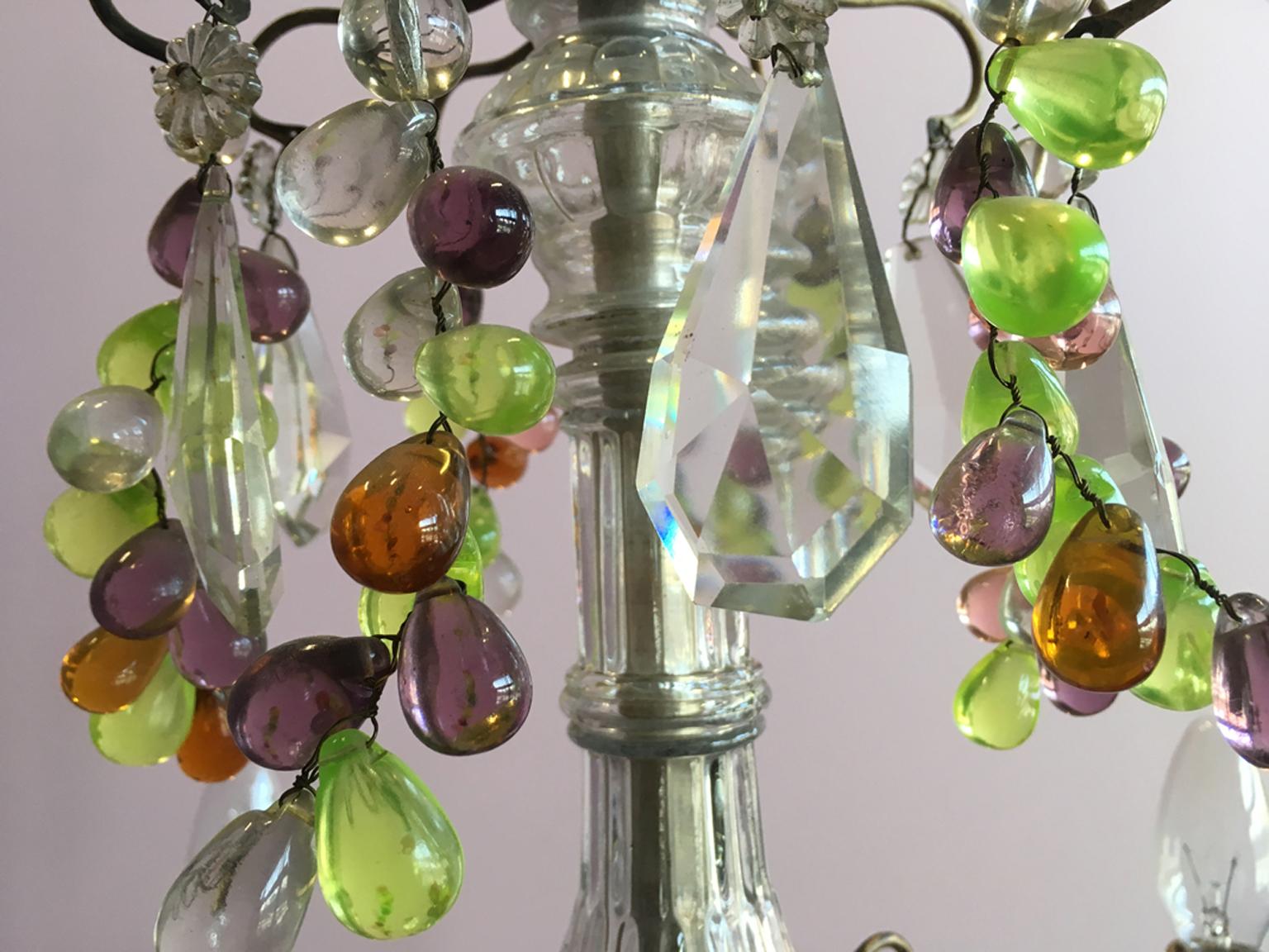 19th Century Colorful French Chandelier with Crystal Glass 5