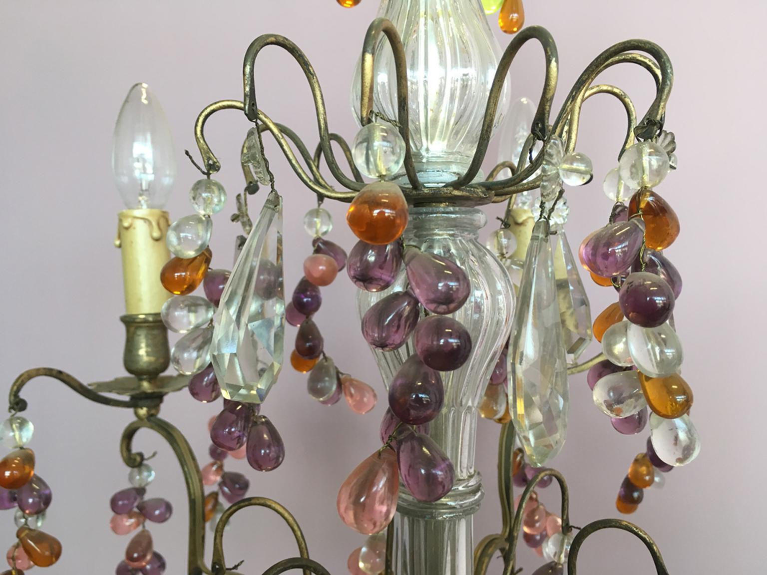 19th Century Colorful French Chandelier with Crystal Glass 6