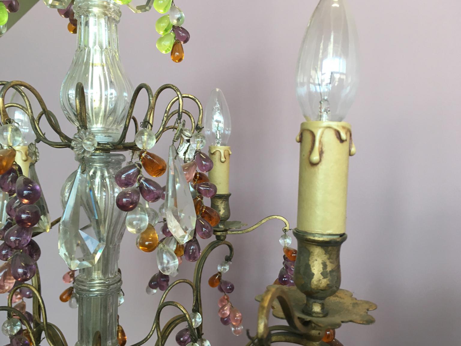 19th Century Colorful French Chandelier with Crystal Glass 7