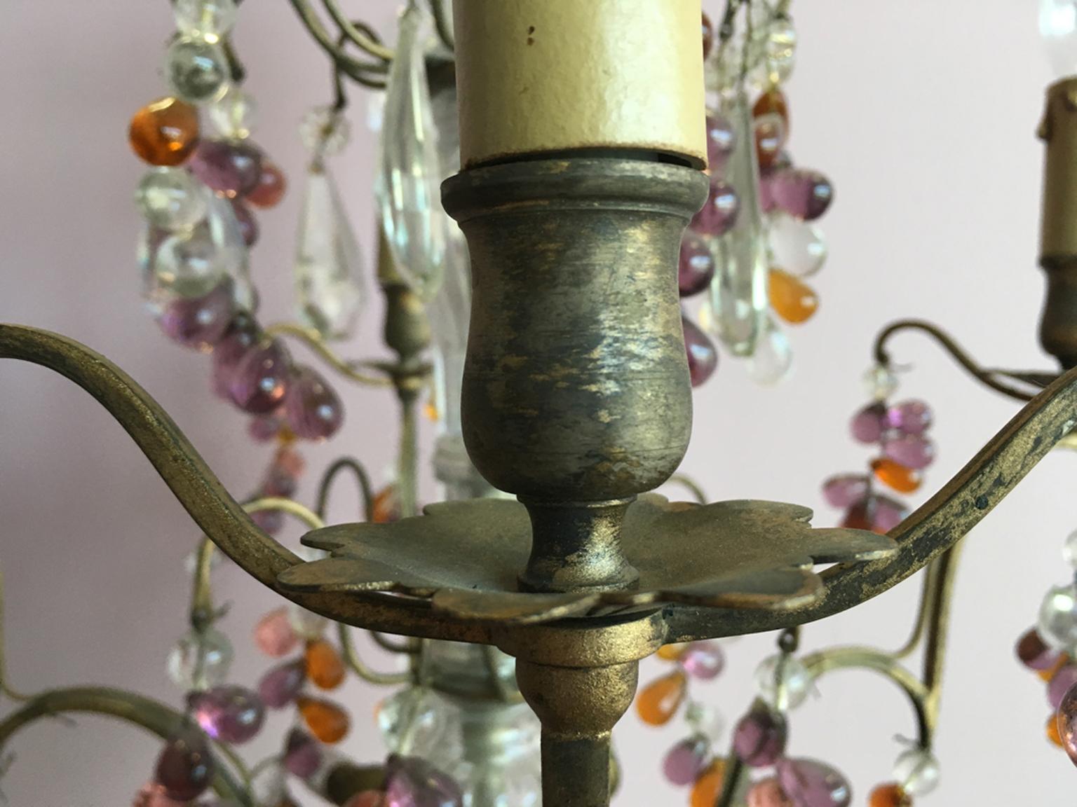 19th Century Colorful French Chandelier with Crystal Glass 8