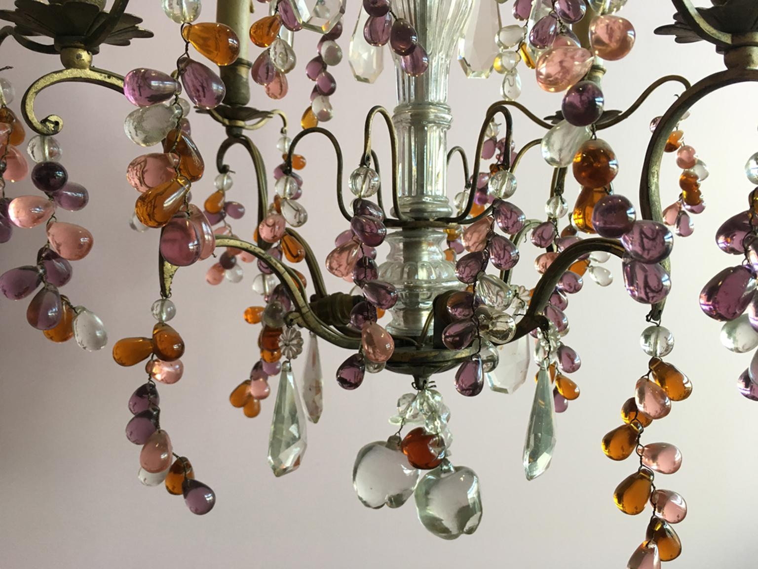 19th Century Colorful French Chandelier with Crystal Glass 10