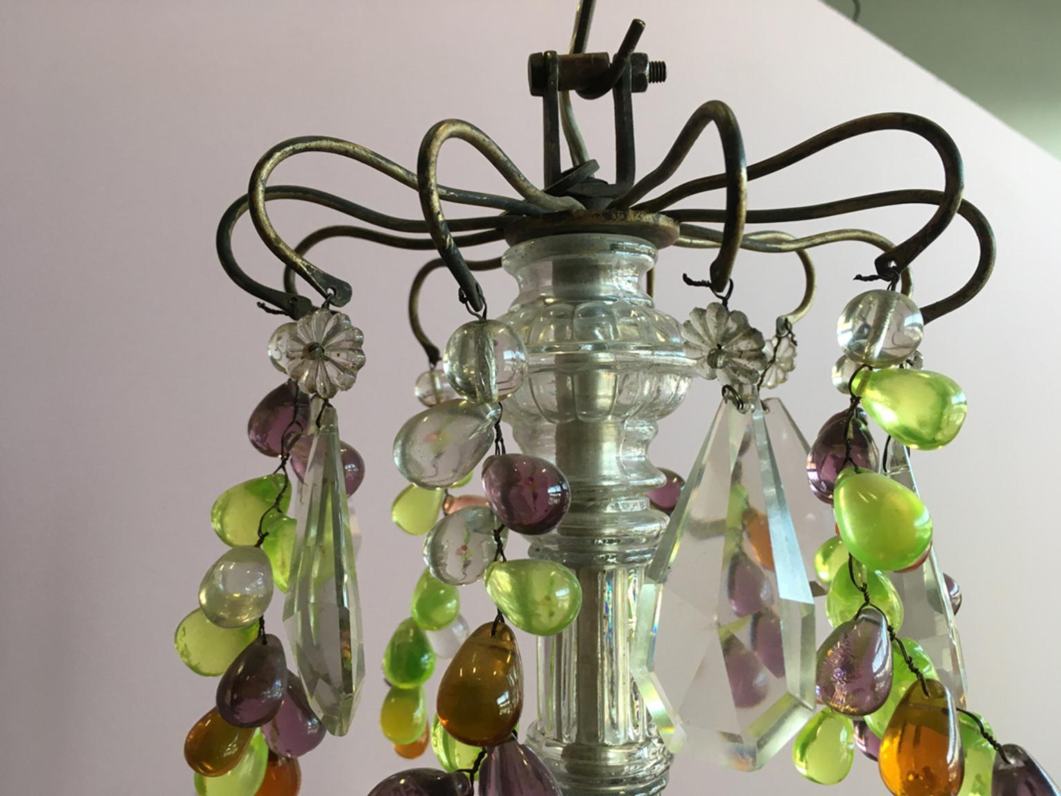 19th Century Colorful French Chandelier with Crystal Glass 12