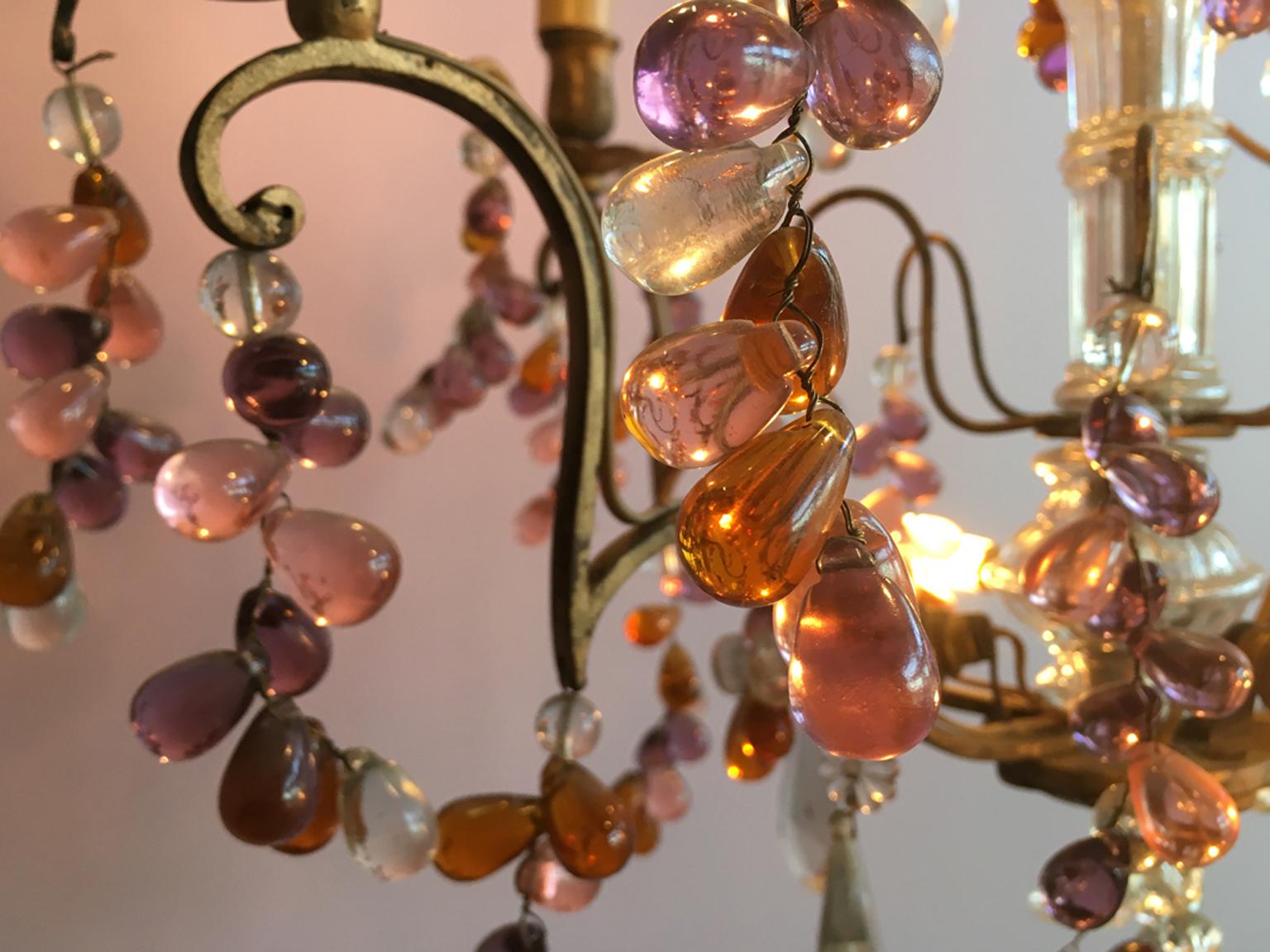 19th Century Colorful French Chandelier with Crystal Glass In Good Condition In Hamburg, DE