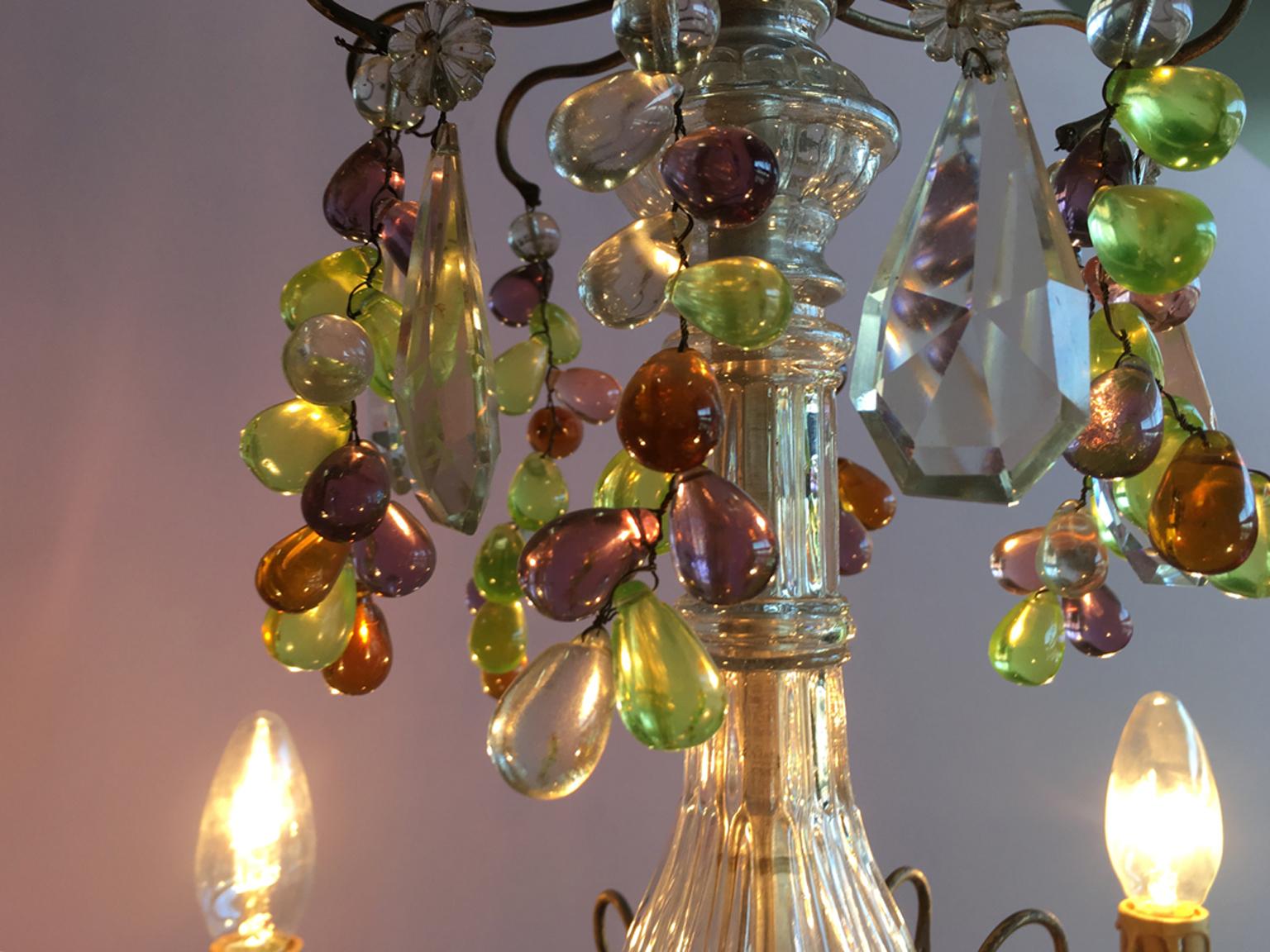 Late 19th Century 19th Century Colorful French Chandelier with Crystal Glass