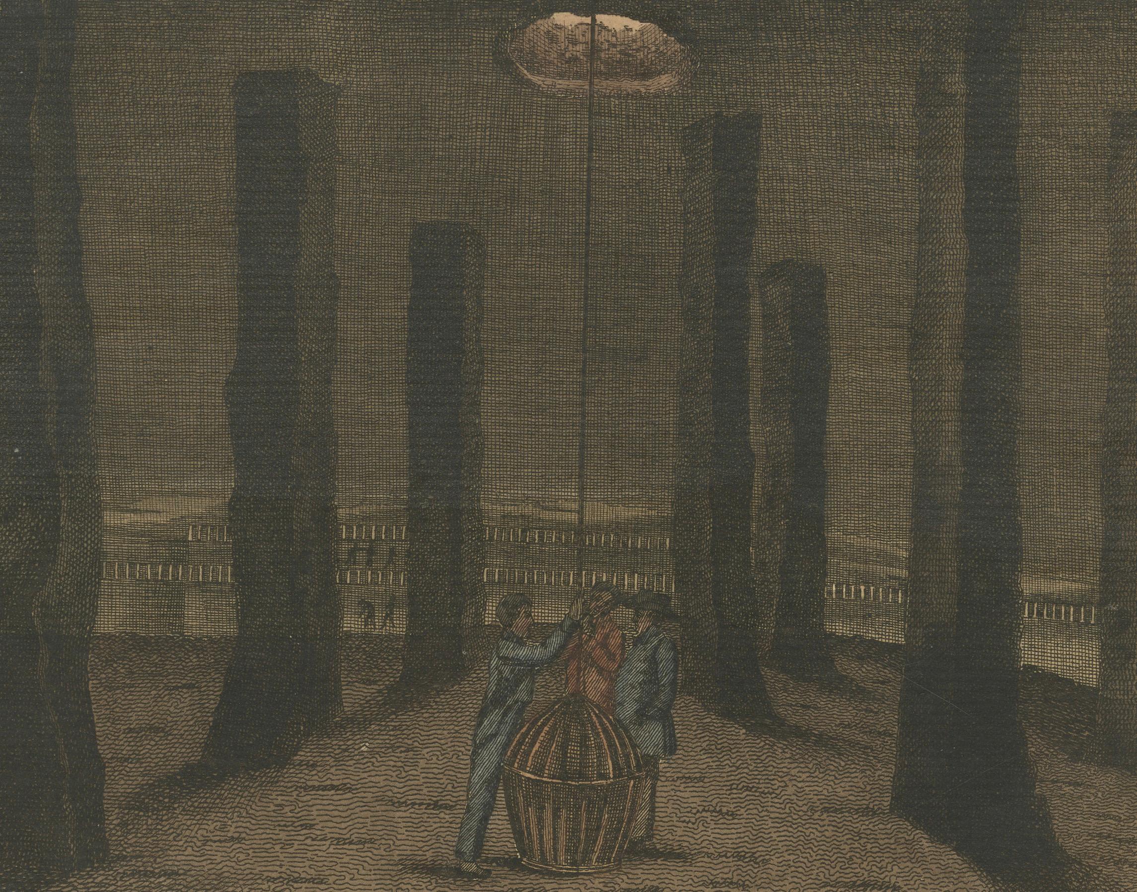 Engraved 19th Century Coloured Engraving - The Salt Mine of Northwich, Cheshire For Sale