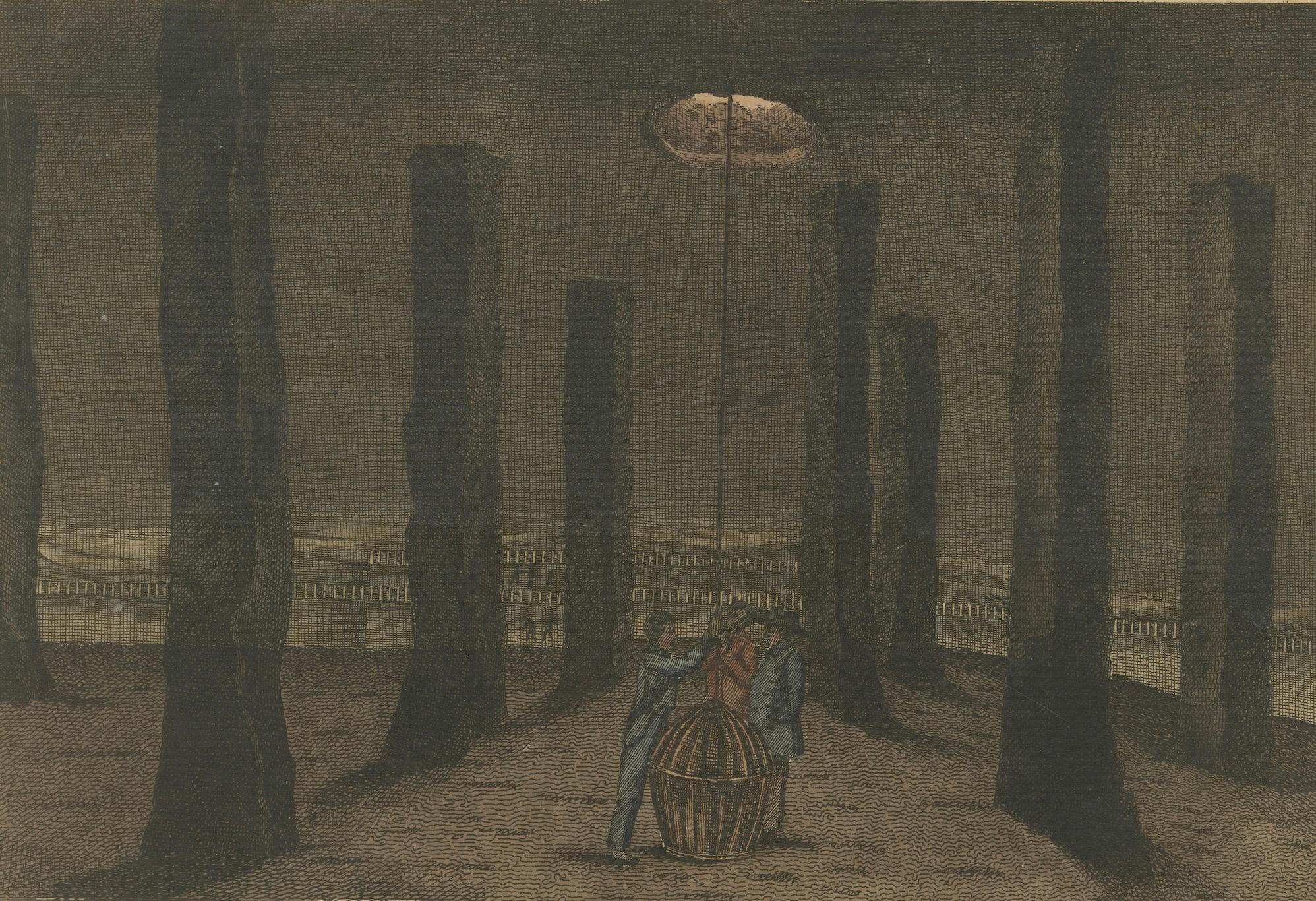 19th Century Coloured Engraving - The Salt Mine of Northwich, Cheshire In Good Condition For Sale In Langweer, NL