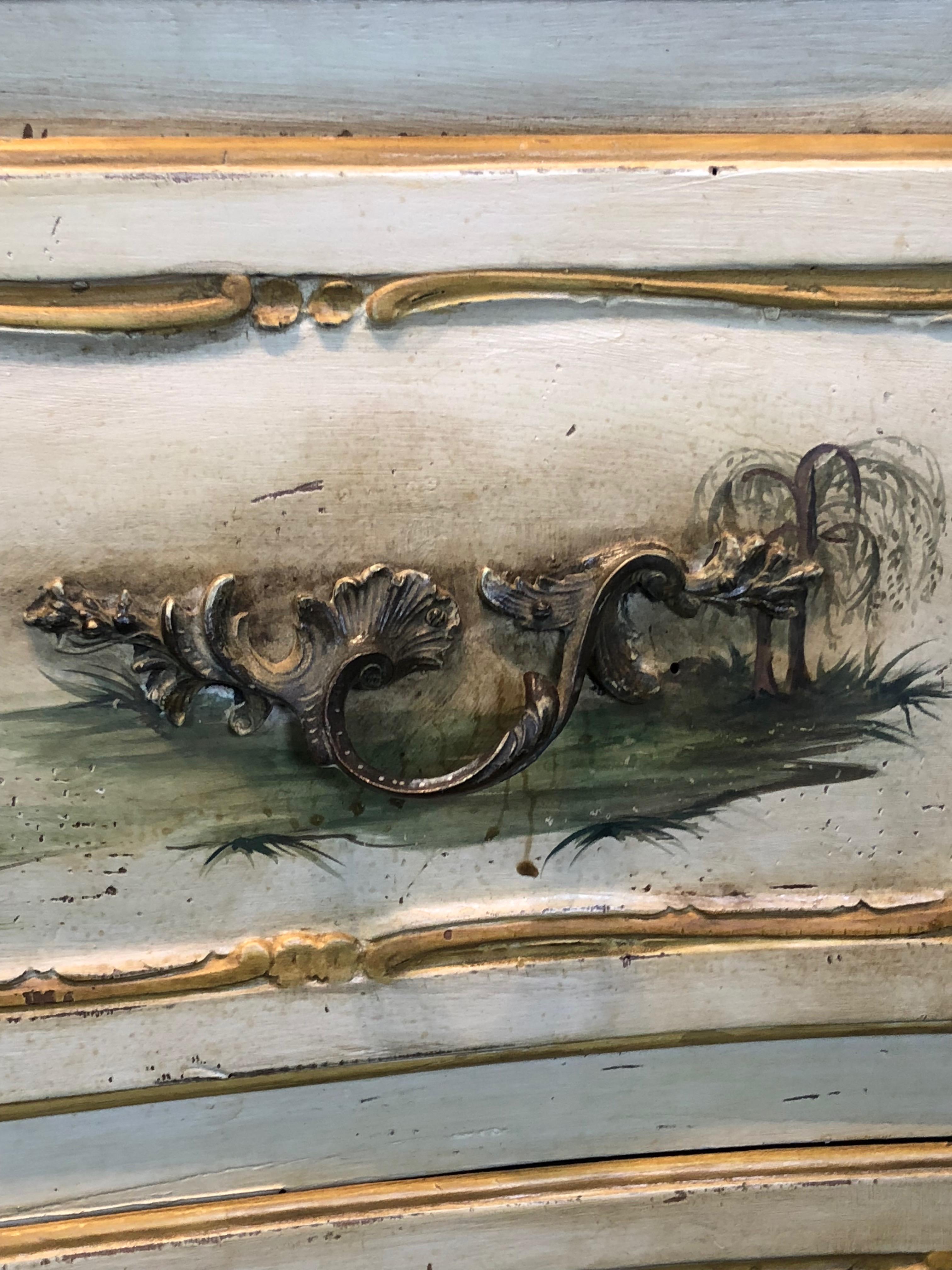 19th Century Commode Venetian Lacquered with Landscapes and Chinese Figures In Good Condition For Sale In Badia Polesine, Rovigo