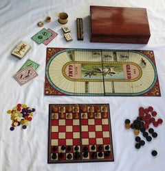 19th C Games Compendium in Hardwood Jointed Box over eight Games, Victorian
