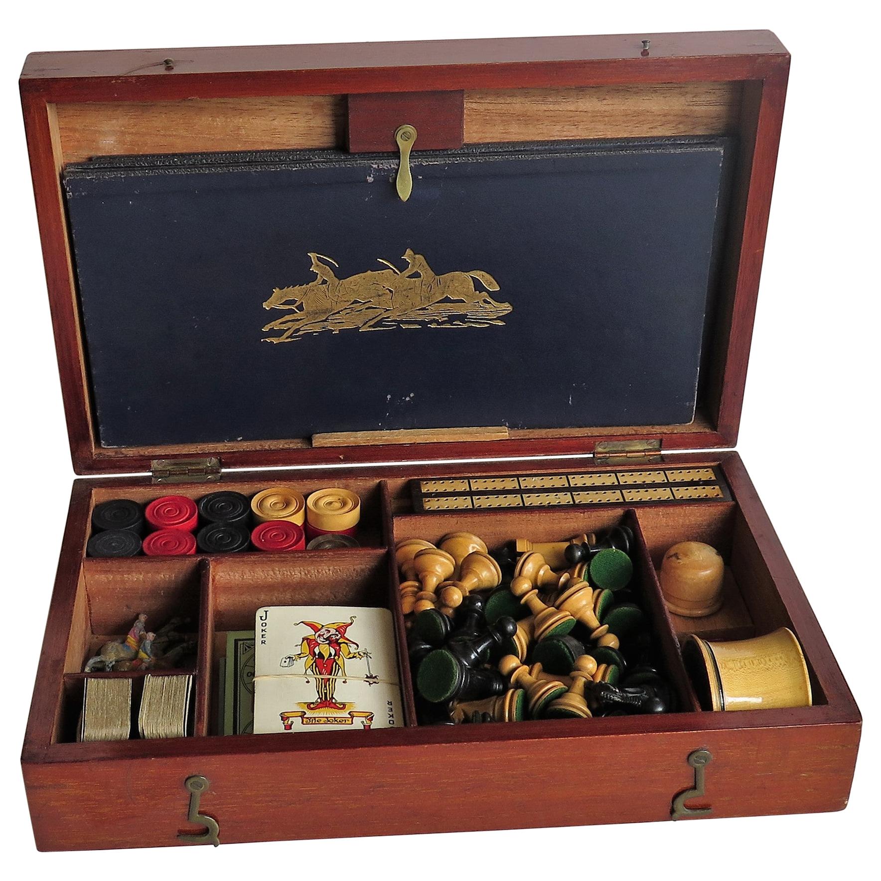 19th Century Complete Games Compendium in Hardwood Jointed Box Many Games For Sale