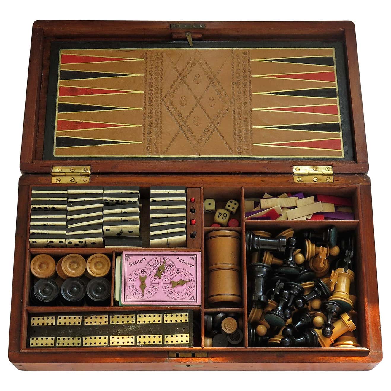 Large Victorian Games Compendium in Hardwood Jointed Box with Many ...