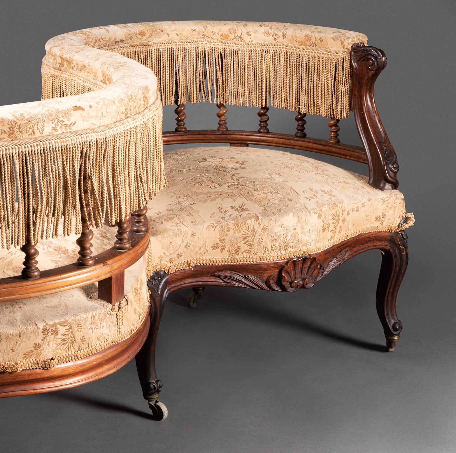Mid-19th Century 19th Century Confident / Conversation Seat / Tête-à-tête  For Sale