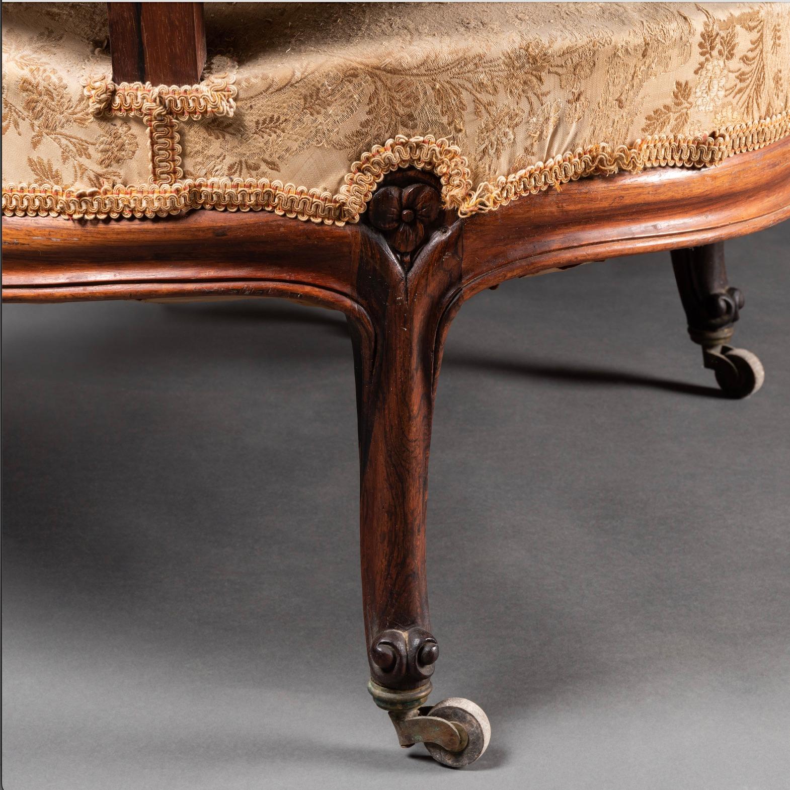 Rosewood 19th Century Confident / Conversation Seat / Tête-à-tête  For Sale