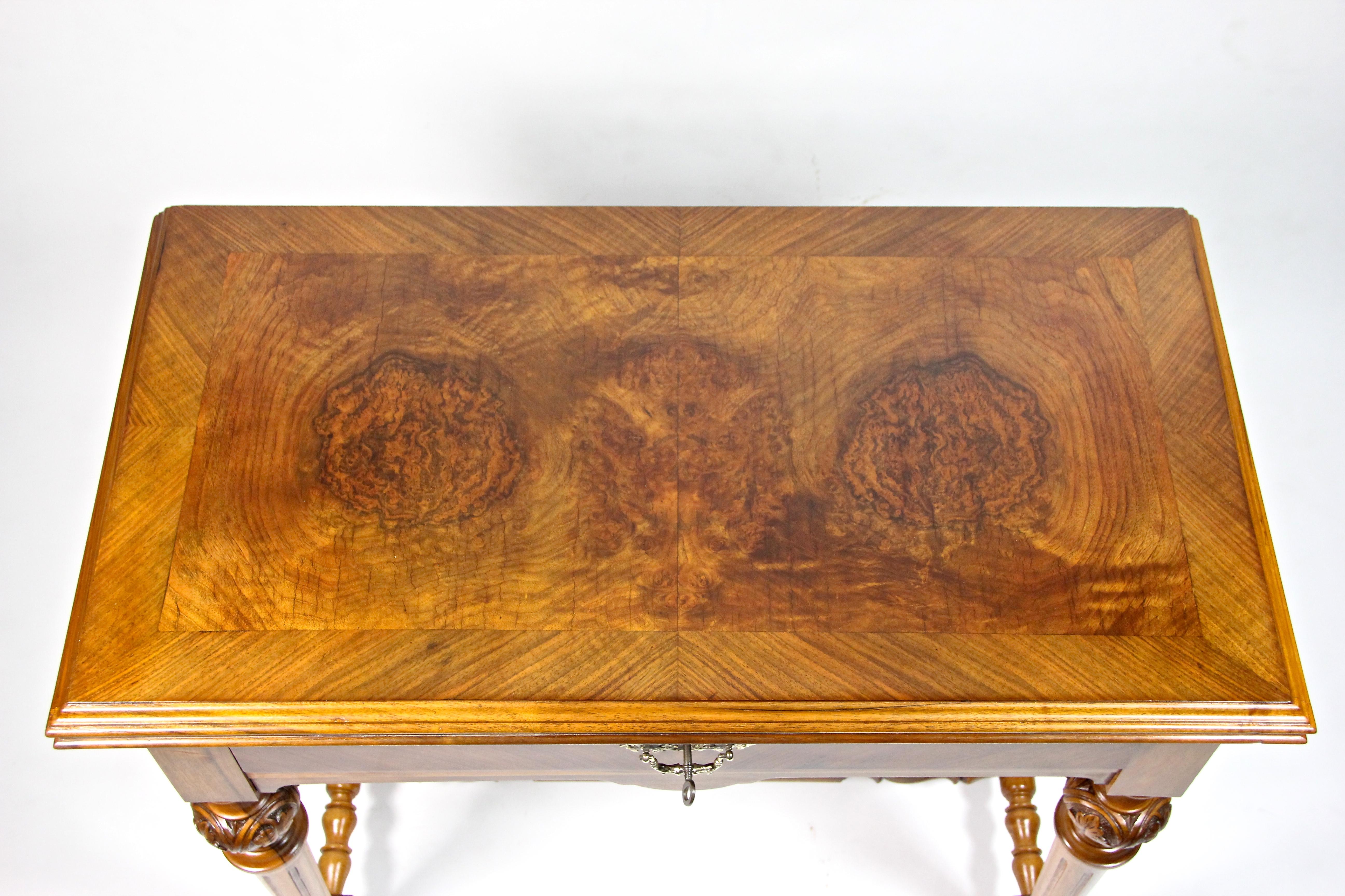 Austrian 19th Century Console Table/ Gaming Table Nut Wood, Austria, circa 1870 For Sale