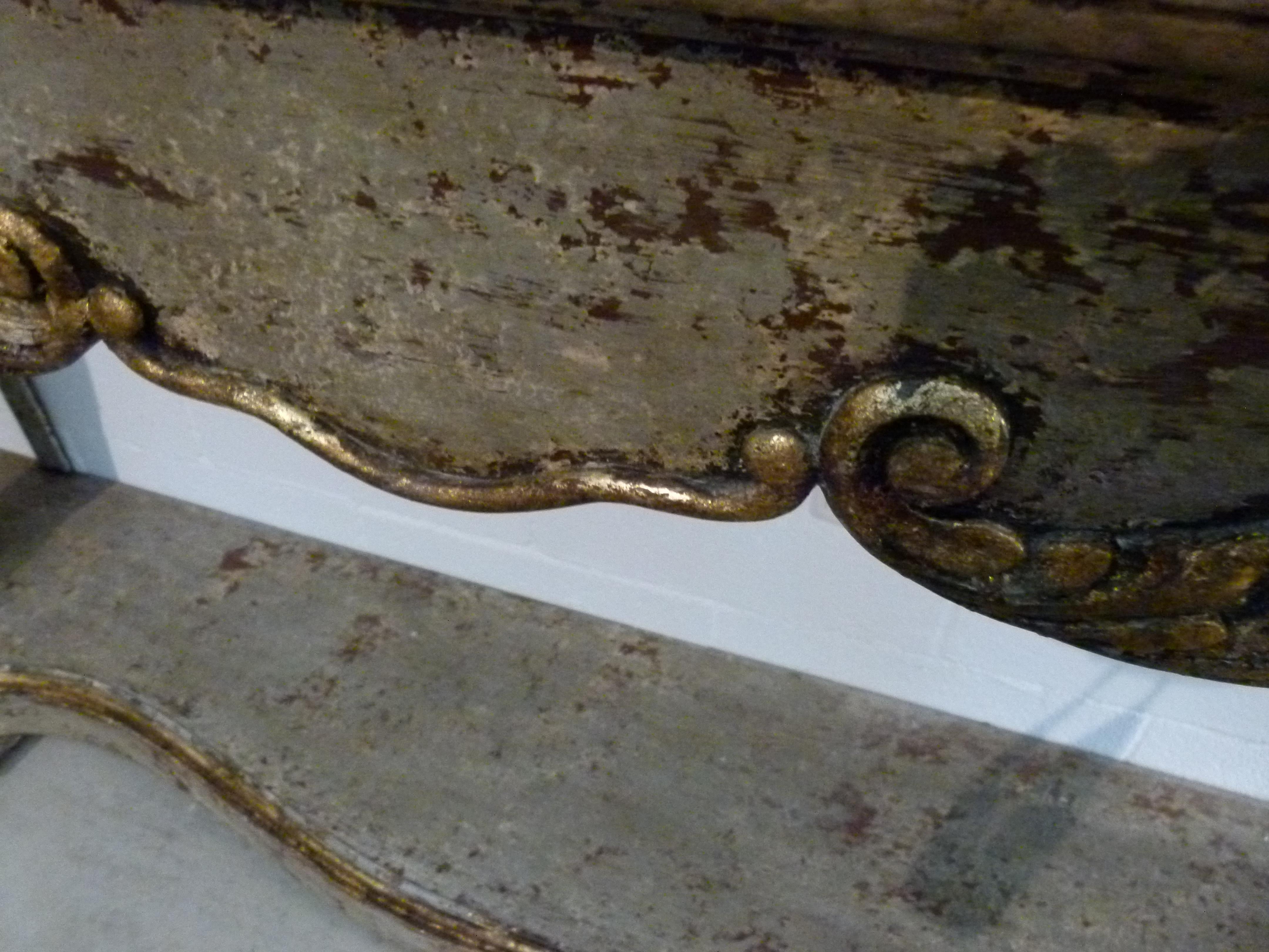 19th Century Console Table, Green Marble Top and Wood 3